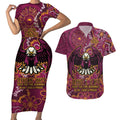 Personalised Sea Eagles NAIDOC Week 2024 Couples Matching Short Sleeve Bodycon Dress and Hawaiian Shirt Aboriginal Fire Burning Sparks