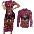 Personalised Sea Eagles NAIDOC Week 2024 Couples Matching Short Sleeve Bodycon Dress and Long Sleeve Button Shirt Aboriginal Fire Burning Sparks