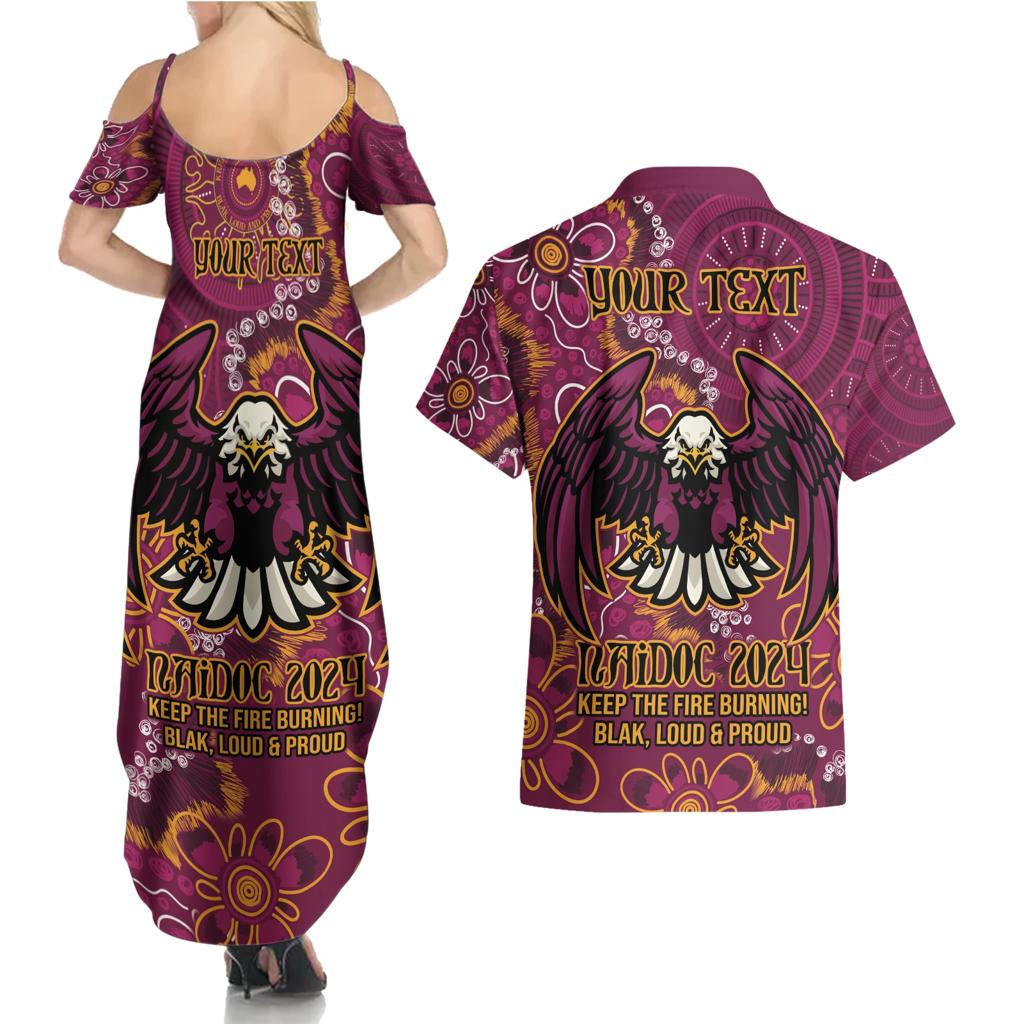 Personalised Sea Eagles NAIDOC Week 2024 Couples Matching Summer Maxi Dress and Hawaiian Shirt Aboriginal Fire Burning Sparks