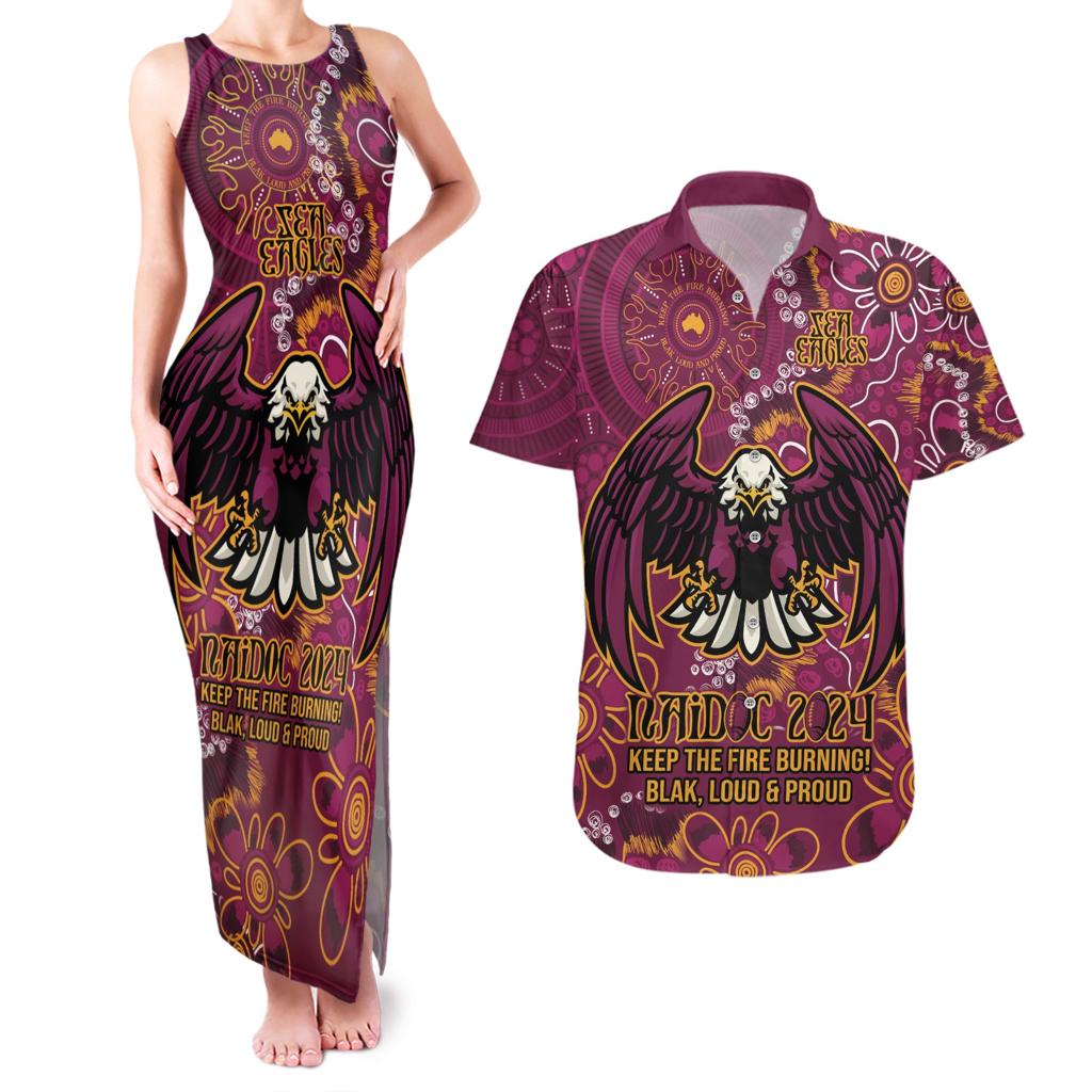 Personalised Sea Eagles NAIDOC Week 2024 Couples Matching Tank Maxi Dress and Hawaiian Shirt Aboriginal Fire Burning Sparks