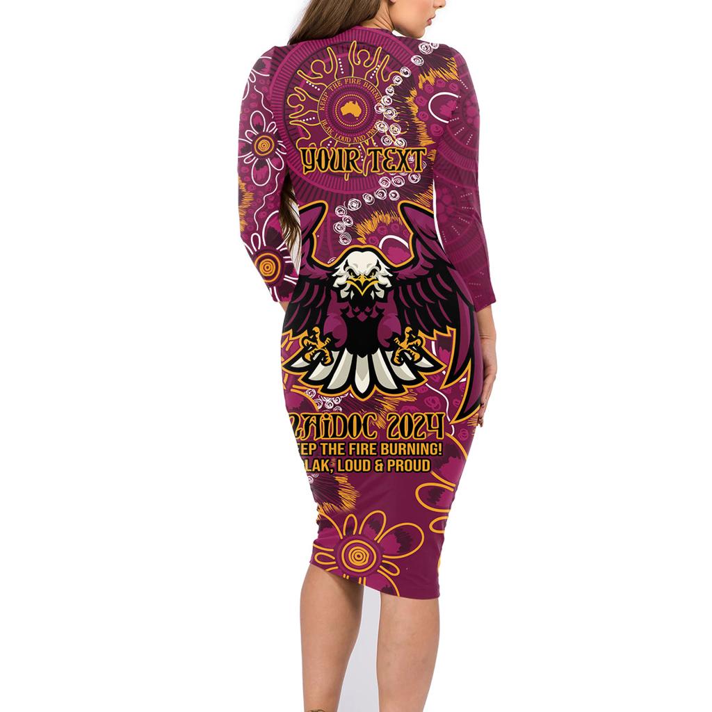 Personalised Sea Eagles NAIDOC Week 2024 Family Matching Long Sleeve Bodycon Dress and Hawaiian Shirt Aboriginal Fire Burning Sparks