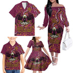 Personalised Sea Eagles NAIDOC Week 2024 Family Matching Off The Shoulder Long Sleeve Dress and Hawaiian Shirt Aboriginal Fire Burning Sparks