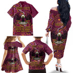 Personalised Sea Eagles NAIDOC Week 2024 Family Matching Off The Shoulder Long Sleeve Dress and Hawaiian Shirt Aboriginal Fire Burning Sparks
