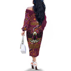 Personalised Sea Eagles NAIDOC Week 2024 Family Matching Off The Shoulder Long Sleeve Dress and Hawaiian Shirt Aboriginal Fire Burning Sparks