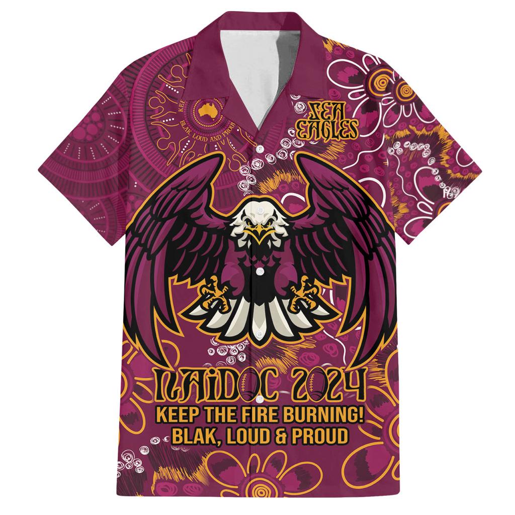 Personalised Sea Eagles NAIDOC Week 2024 Family Matching Off Shoulder Maxi Dress and Hawaiian Shirt Aboriginal Fire Burning Sparks