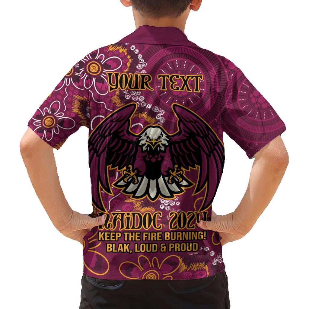 Personalised Sea Eagles NAIDOC Week 2024 Family Matching Off Shoulder Short Dress and Hawaiian Shirt Aboriginal Fire Burning Sparks