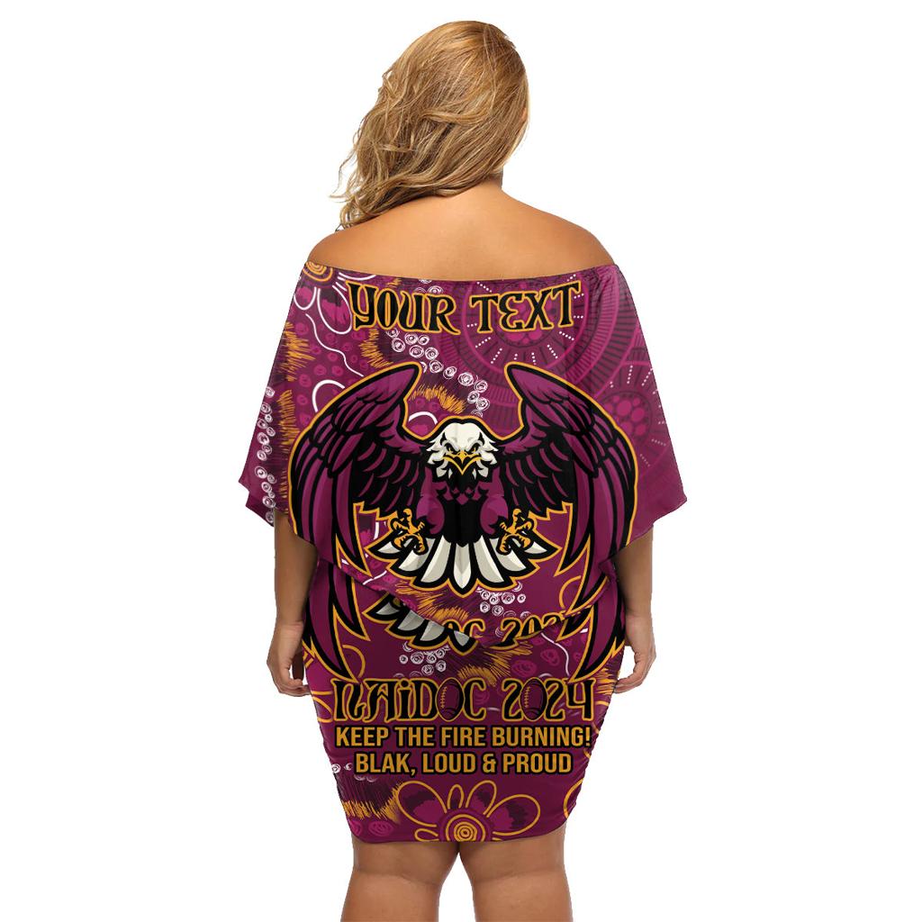 Personalised Sea Eagles NAIDOC Week 2024 Family Matching Off Shoulder Short Dress and Hawaiian Shirt Aboriginal Fire Burning Sparks