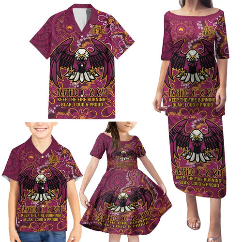 Personalised Sea Eagles NAIDOC Week 2024 Family Matching Puletasi and Hawaiian Shirt Aboriginal Fire Burning Sparks