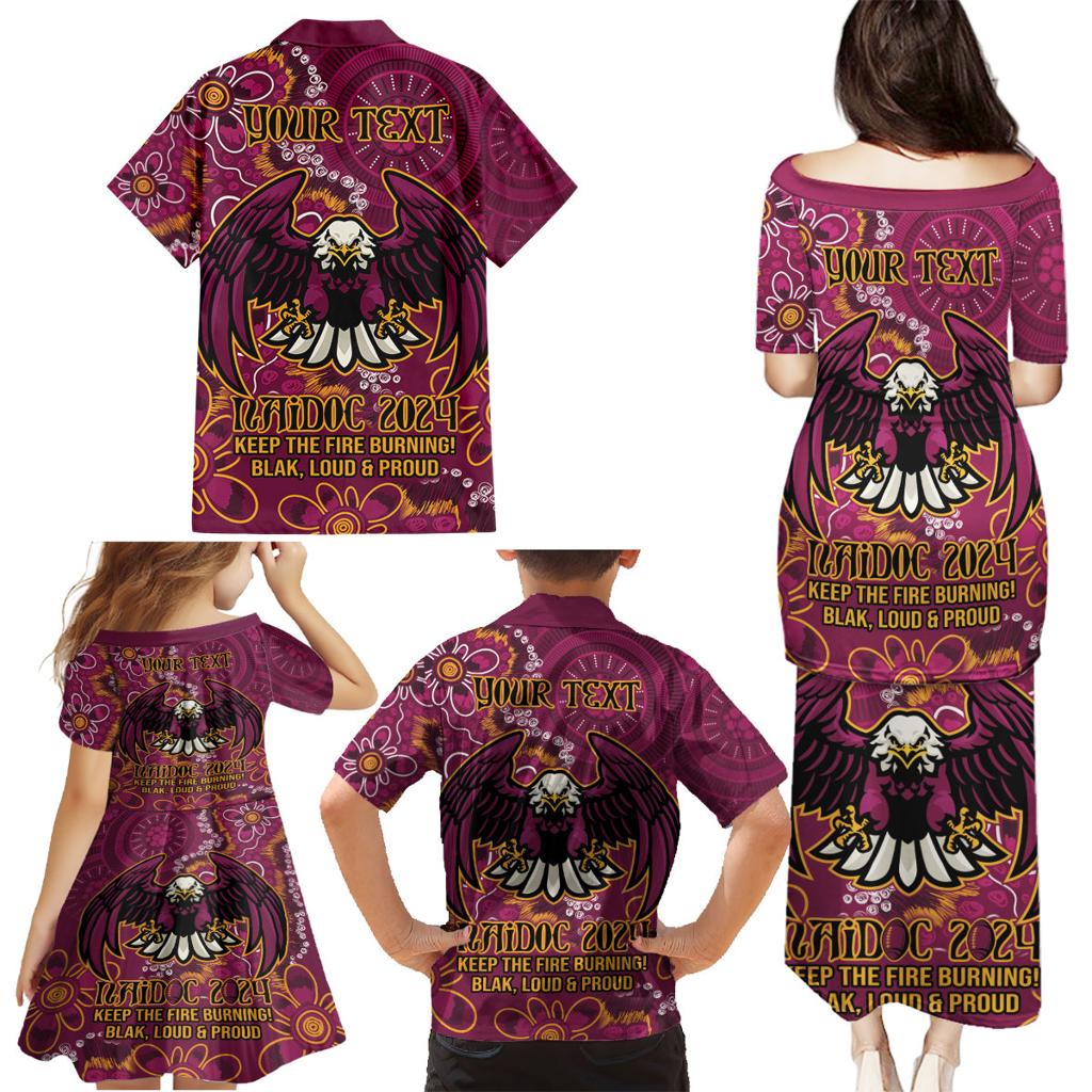 Personalised Sea Eagles NAIDOC Week 2024 Family Matching Puletasi and Hawaiian Shirt Aboriginal Fire Burning Sparks