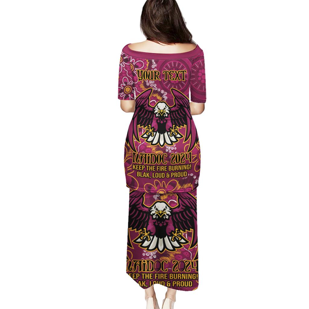 Personalised Sea Eagles NAIDOC Week 2024 Family Matching Puletasi and Hawaiian Shirt Aboriginal Fire Burning Sparks