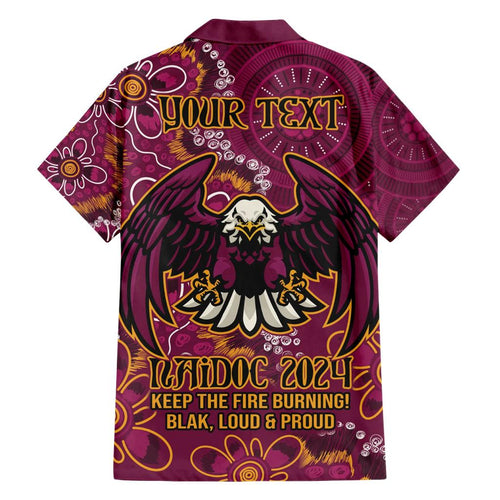 Personalised Sea Eagles NAIDOC Week 2024 Family Matching Short Sleeve Bodycon Dress and Hawaiian Shirt Aboriginal Fire Burning Sparks