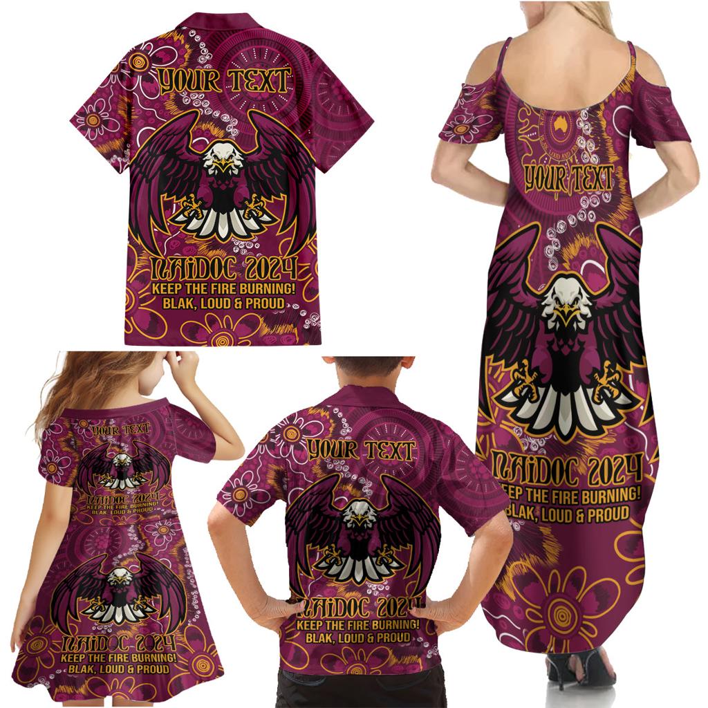 Personalised Sea Eagles NAIDOC Week 2024 Family Matching Summer Maxi Dress and Hawaiian Shirt Aboriginal Fire Burning Sparks