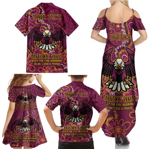 Personalised Sea Eagles NAIDOC Week 2024 Family Matching Summer Maxi Dress and Hawaiian Shirt Aboriginal Fire Burning Sparks