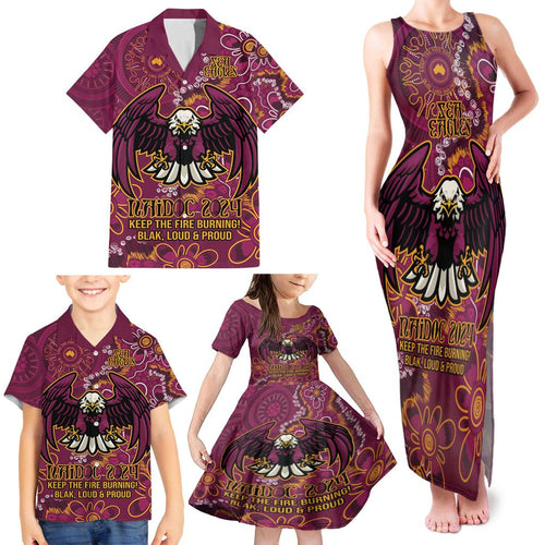 Personalised Sea Eagles NAIDOC Week 2024 Family Matching Tank Maxi Dress and Hawaiian Shirt Aboriginal Fire Burning Sparks