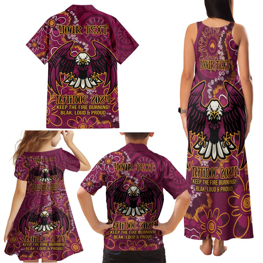 Personalised Sea Eagles NAIDOC Week 2024 Family Matching Tank Maxi Dress and Hawaiian Shirt Aboriginal Fire Burning Sparks