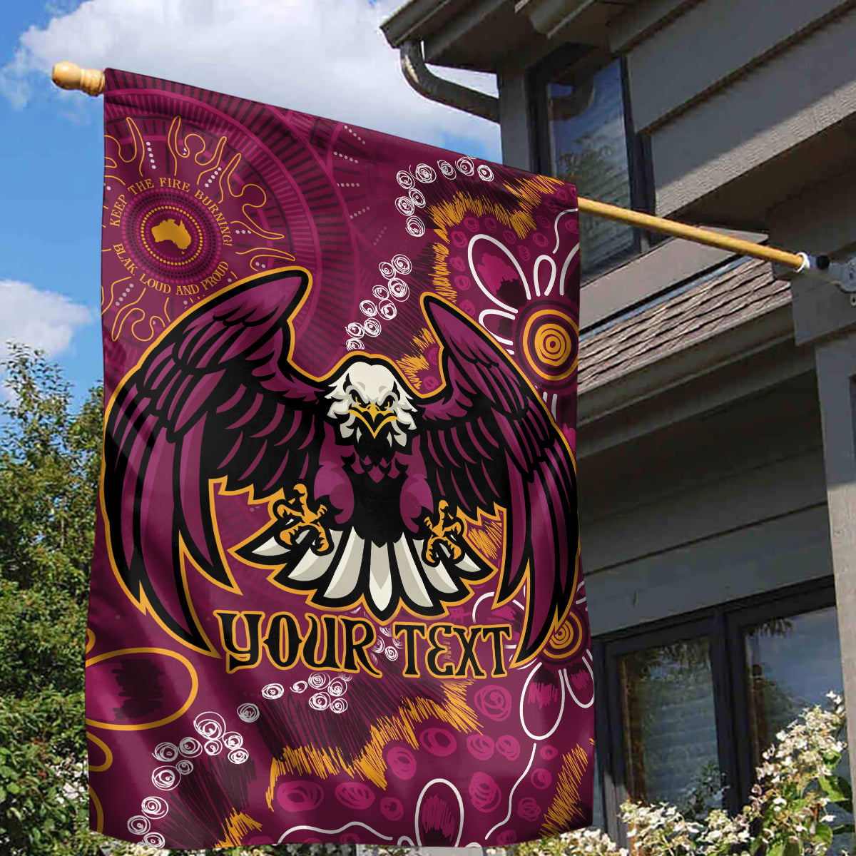 Personalised Sea Eagles NAIDOC Week 2024 Garden Flag Aboriginal Fire Burning Sparks