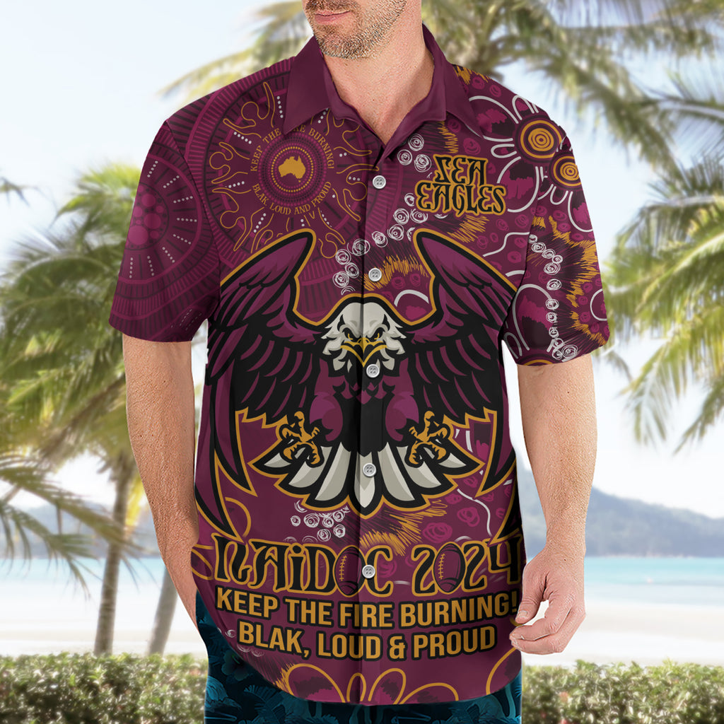 Personalised Sea Eagles NAIDOC Week 2024 Hawaiian Shirt Aboriginal Fire Burning Sparks