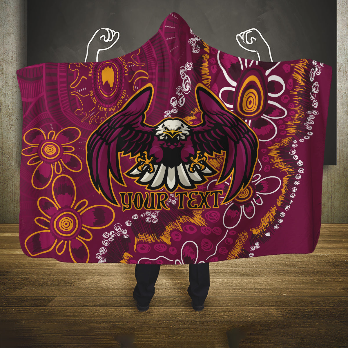 Personalised Sea Eagles NAIDOC Week 2024 Hooded Blanket Aboriginal Fire Burning Sparks