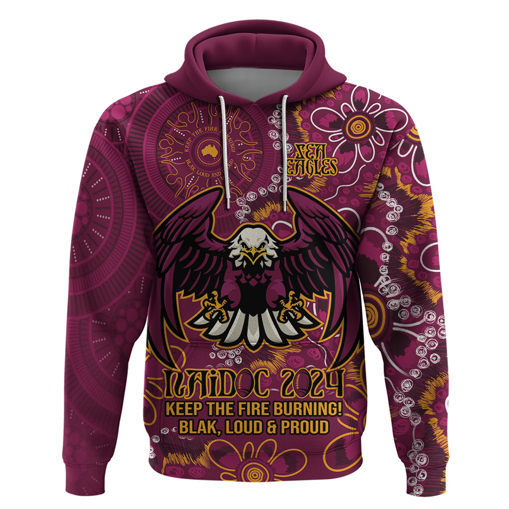Personalised Sea Eagles NAIDOC Week 2024 Hoodie Aboriginal Fire Burning Sparks