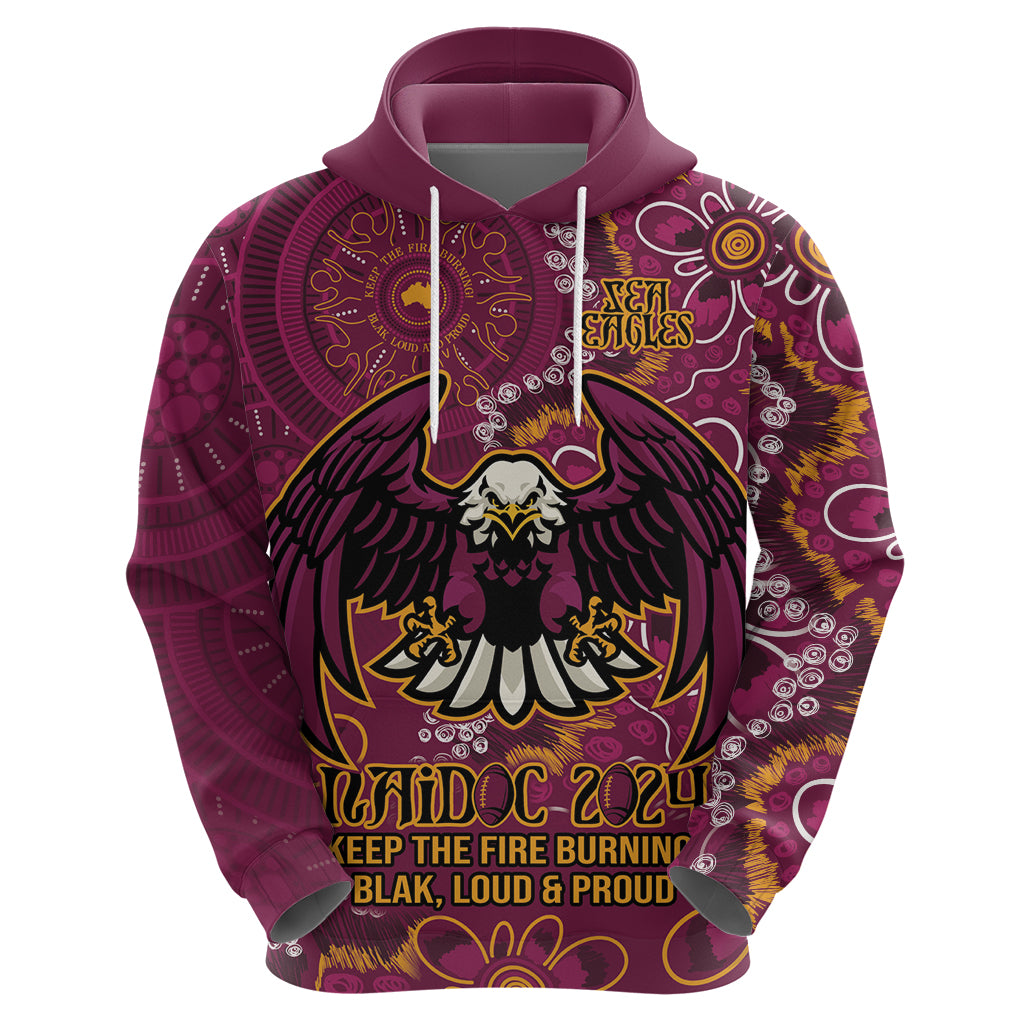 Personalised Sea Eagles NAIDOC Week 2024 Hoodie Aboriginal Fire Burning Sparks