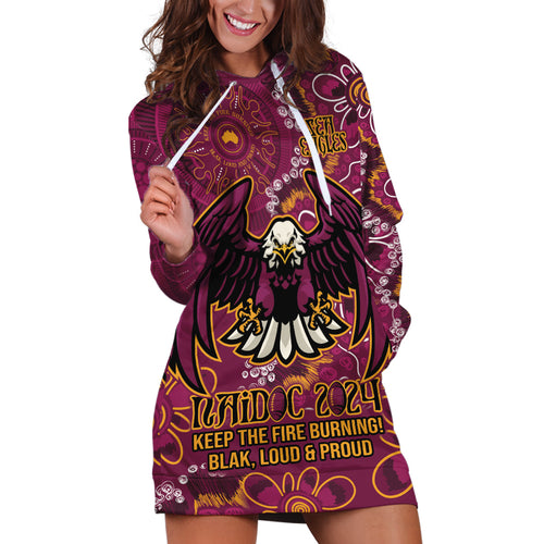 Personalised Sea Eagles NAIDOC Week 2024 Hoodie Dress Aboriginal Fire Burning Sparks