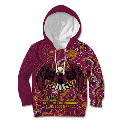 Personalised Sea Eagles NAIDOC Week 2024 Kid Hoodie Aboriginal Fire Burning Sparks