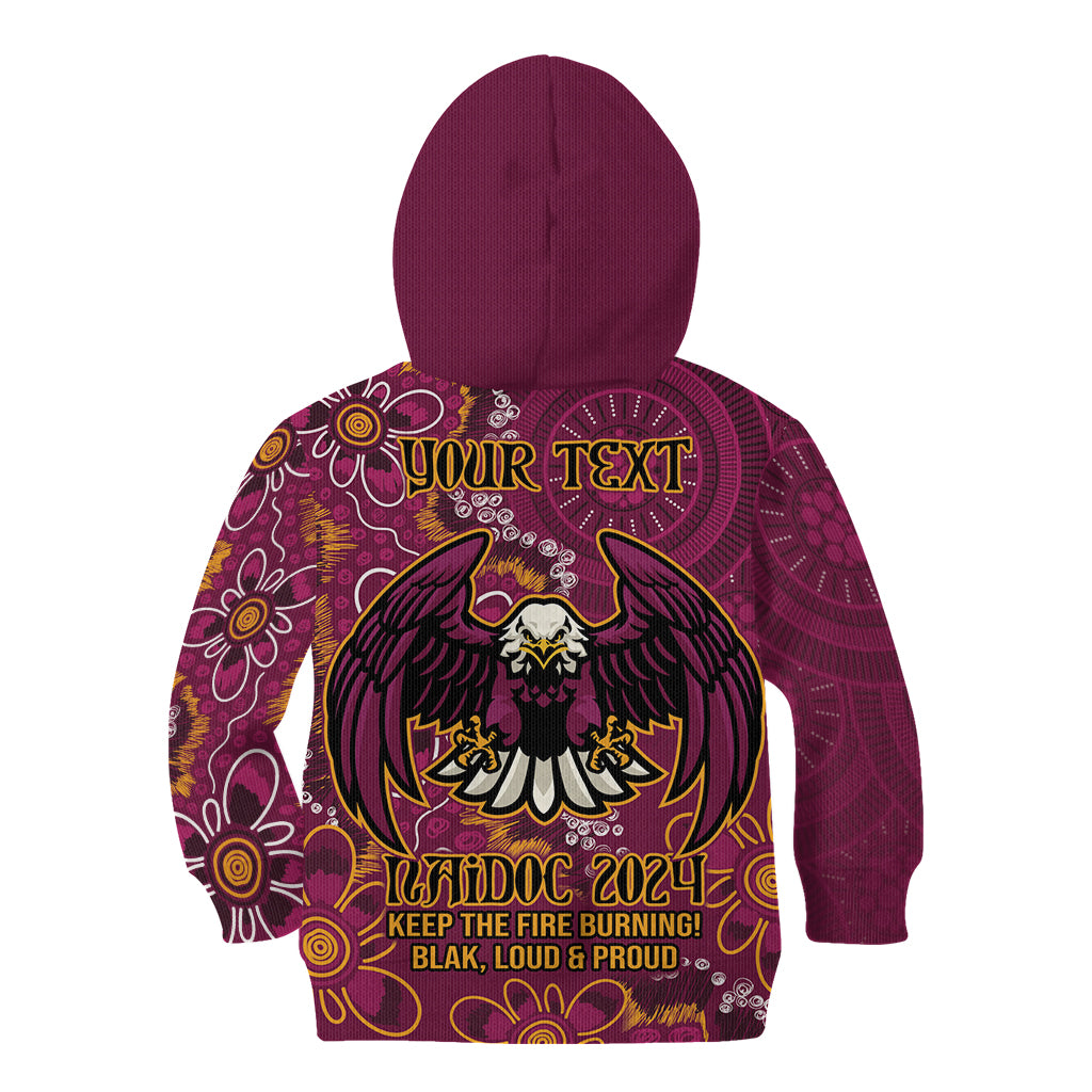 Personalised Sea Eagles NAIDOC Week 2024 Kid Hoodie Aboriginal Fire Burning Sparks