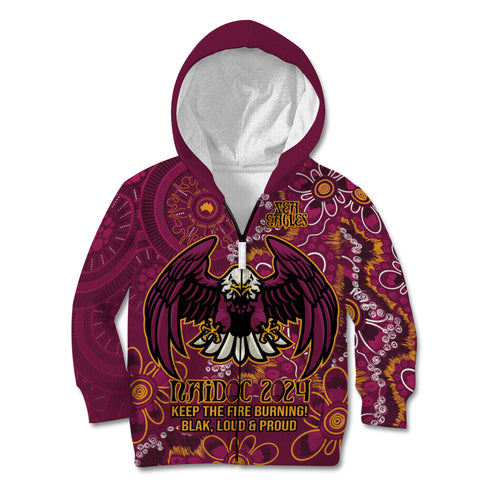 Personalised Sea Eagles NAIDOC Week 2024 Kid Hoodie Aboriginal Fire Burning Sparks