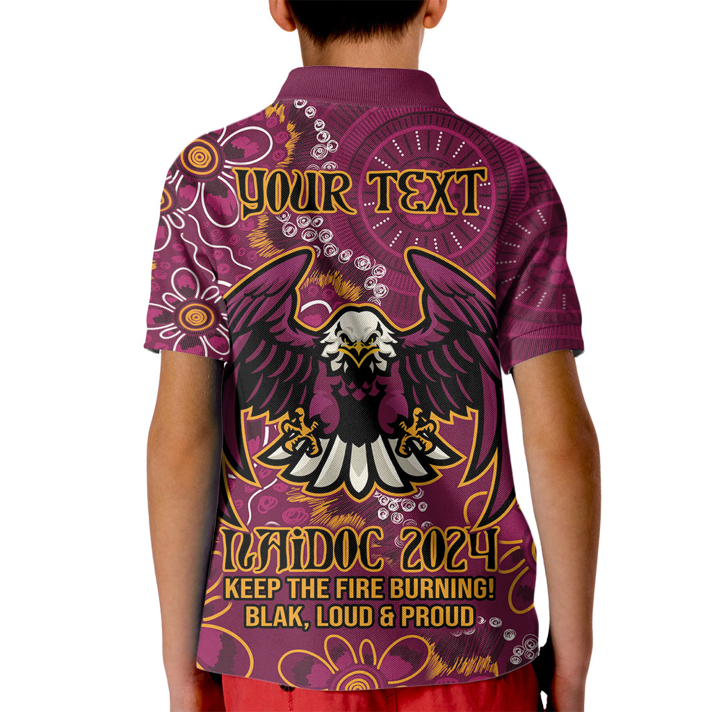 Personalised Sea Eagles NAIDOC Week 2024 Kid Polo Shirt Aboriginal Fire Burning Sparks
