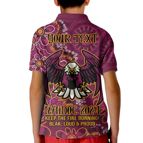Personalised Sea Eagles NAIDOC Week 2024 Kid Polo Shirt Aboriginal Fire Burning Sparks