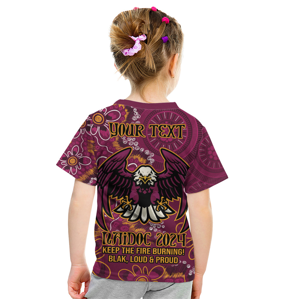 Personalised Sea Eagles NAIDOC Week 2024 Kid T Shirt Aboriginal Fire Burning Sparks