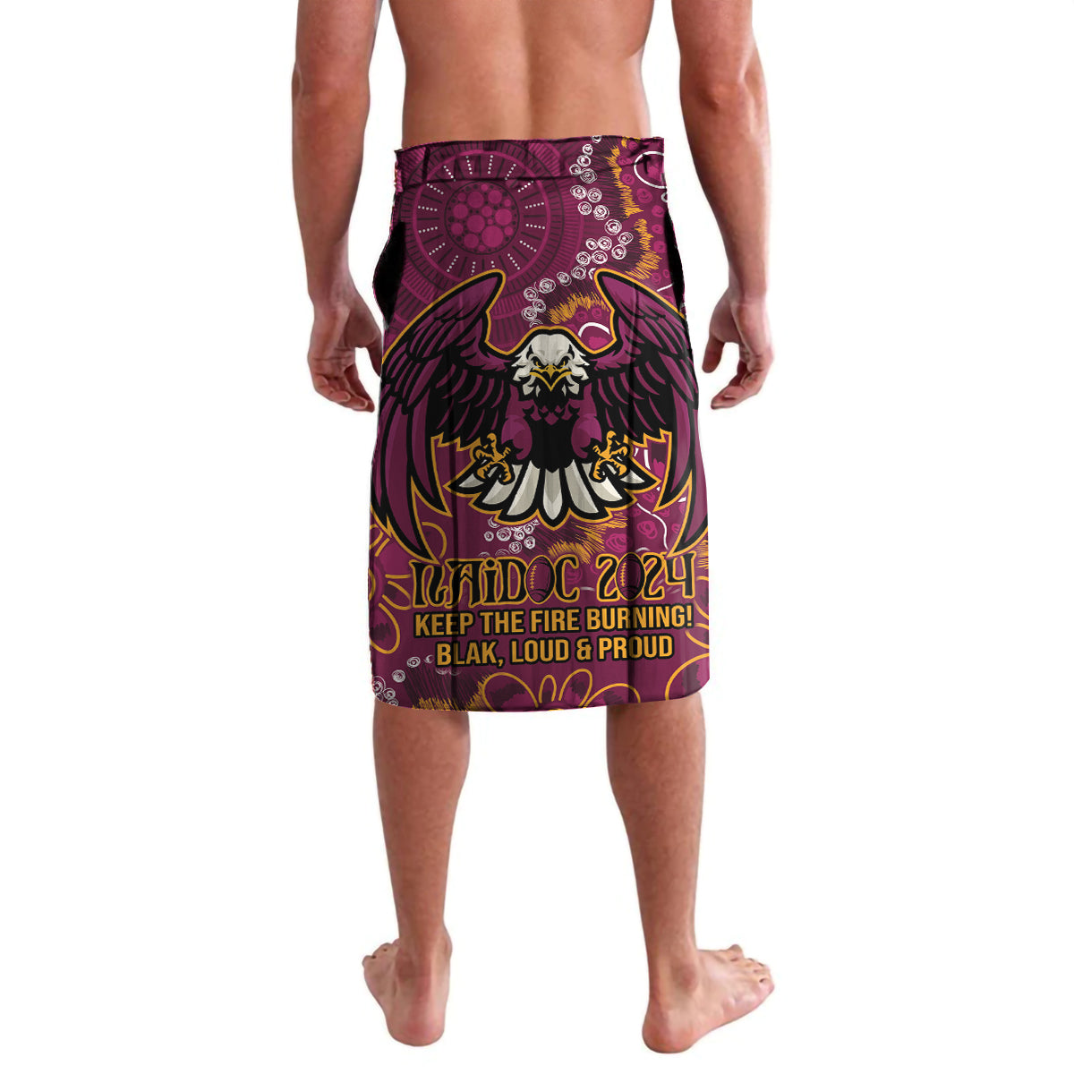 Personalised Sea Eagles NAIDOC Week 2024 Lavalava Aboriginal Fire Burning Sparks