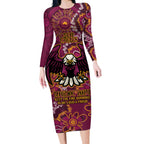 Personalised Sea Eagles NAIDOC Week 2024 Long Sleeve Bodycon Dress Aboriginal Fire Burning Sparks