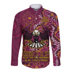 Personalised Sea Eagles NAIDOC Week 2024 Long Sleeve Button Shirt Aboriginal Fire Burning Sparks
