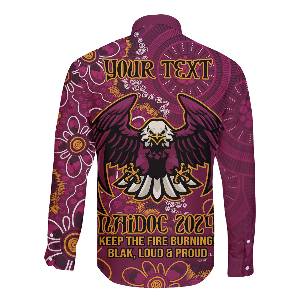 Personalised Sea Eagles NAIDOC Week 2024 Long Sleeve Button Shirt Aboriginal Fire Burning Sparks