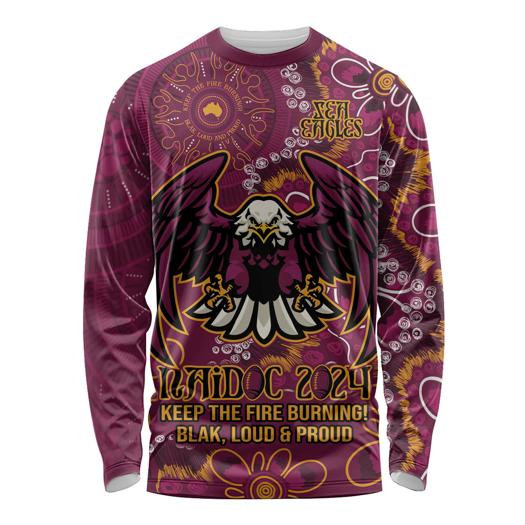 Personalised Sea Eagles NAIDOC Week 2024 Long Sleeve Shirt Aboriginal Fire Burning Sparks