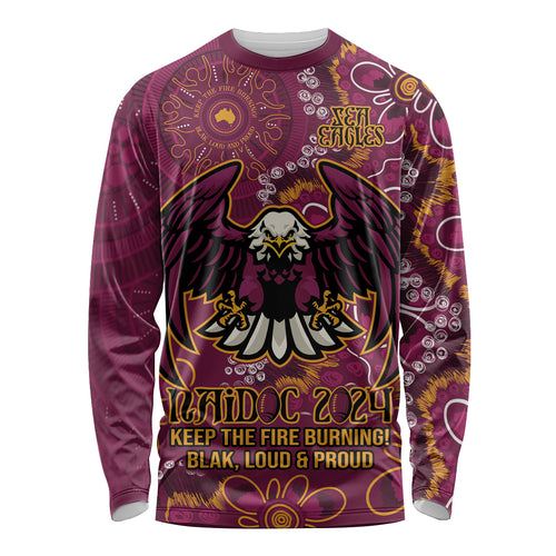 Personalised Sea Eagles NAIDOC Week 2024 Long Sleeve Shirt Aboriginal Fire Burning Sparks