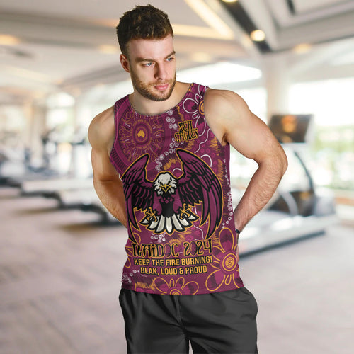 Personalised Sea Eagles NAIDOC Week 2024 Men Tank Top Aboriginal Fire Burning Sparks
