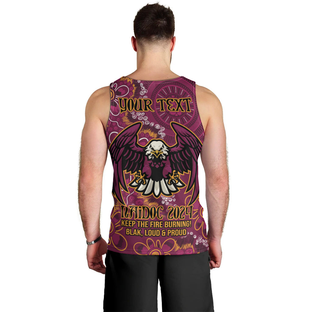 Personalised Sea Eagles NAIDOC Week 2024 Men Tank Top Aboriginal Fire Burning Sparks