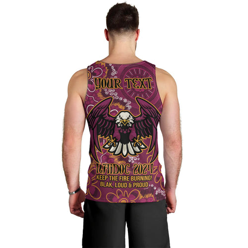 Personalised Sea Eagles NAIDOC Week 2024 Men Tank Top Aboriginal Fire Burning Sparks