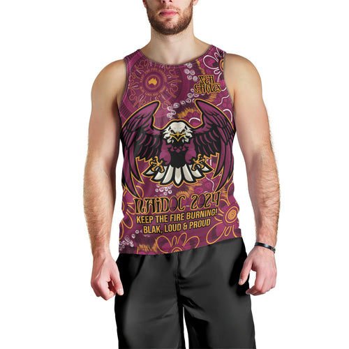 Personalised Sea Eagles NAIDOC Week 2024 Men Tank Top Aboriginal Fire Burning Sparks
