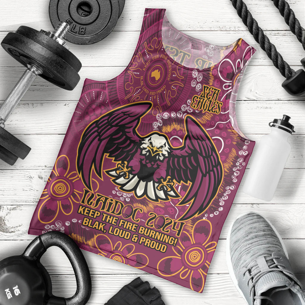 Personalised Sea Eagles NAIDOC Week 2024 Men Tank Top Aboriginal Fire Burning Sparks