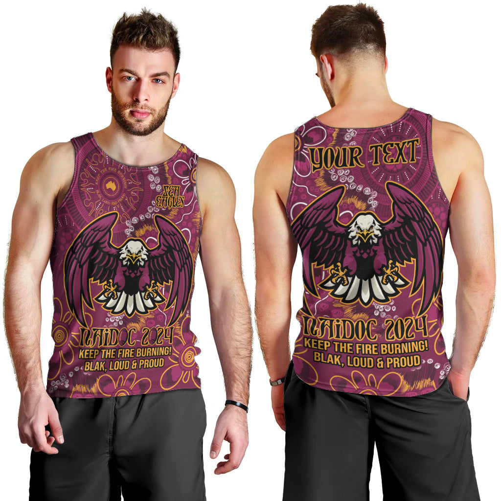 Personalised Sea Eagles NAIDOC Week 2024 Men Tank Top Aboriginal Fire Burning Sparks