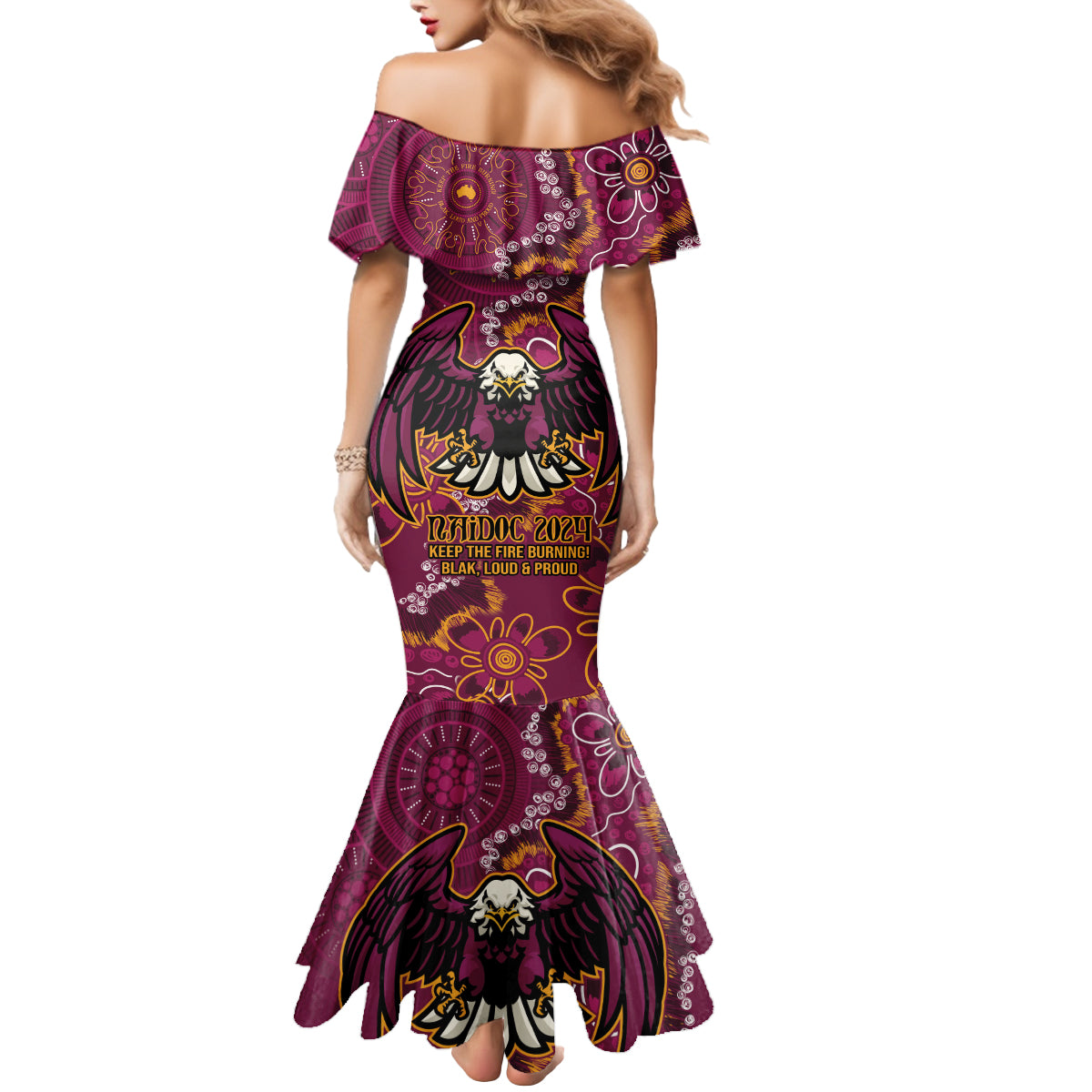 Personalised Sea Eagles NAIDOC Week 2024 Mermaid Dress Aboriginal Fire Burning Sparks