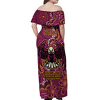 Personalised Sea Eagles NAIDOC Week 2024 Off Shoulder Maxi Dress Aboriginal Fire Burning Sparks