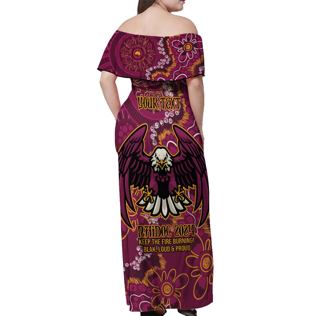 Personalised Sea Eagles NAIDOC Week 2024 Off Shoulder Maxi Dress Aboriginal Fire Burning Sparks