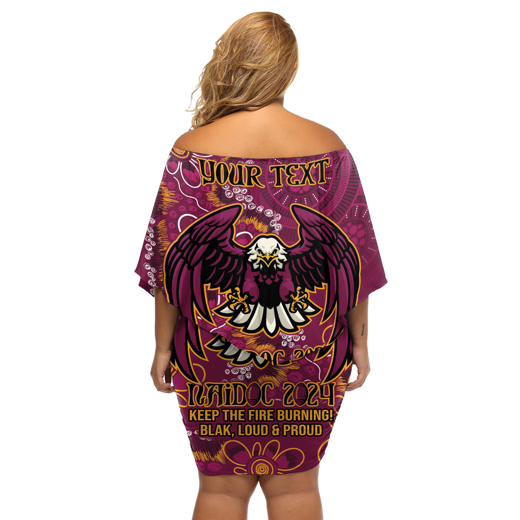 Personalised Sea Eagles NAIDOC Week 2024 Off Shoulder Short Dress Aboriginal Fire Burning Sparks