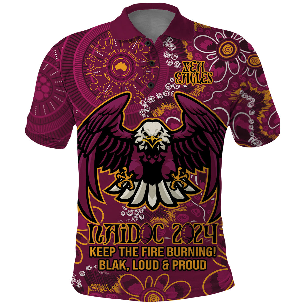 Personalised Sea Eagles NAIDOC Week 2024 Polo Shirt Aboriginal Fire Burning Sparks