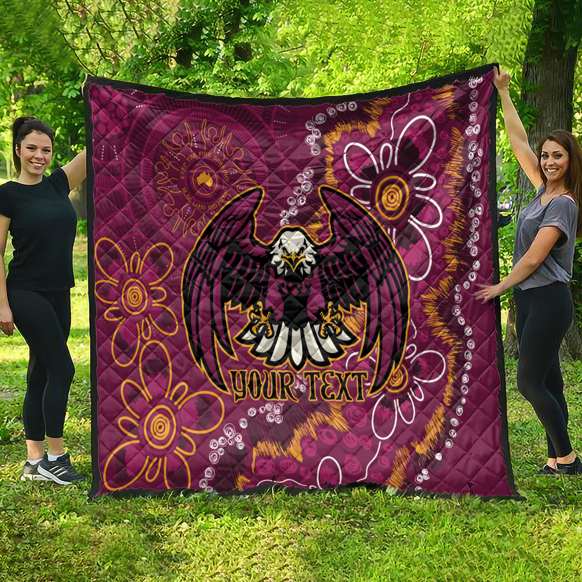 Personalised Sea Eagles NAIDOC Week 2024 Quilt Aboriginal Fire Burning Sparks