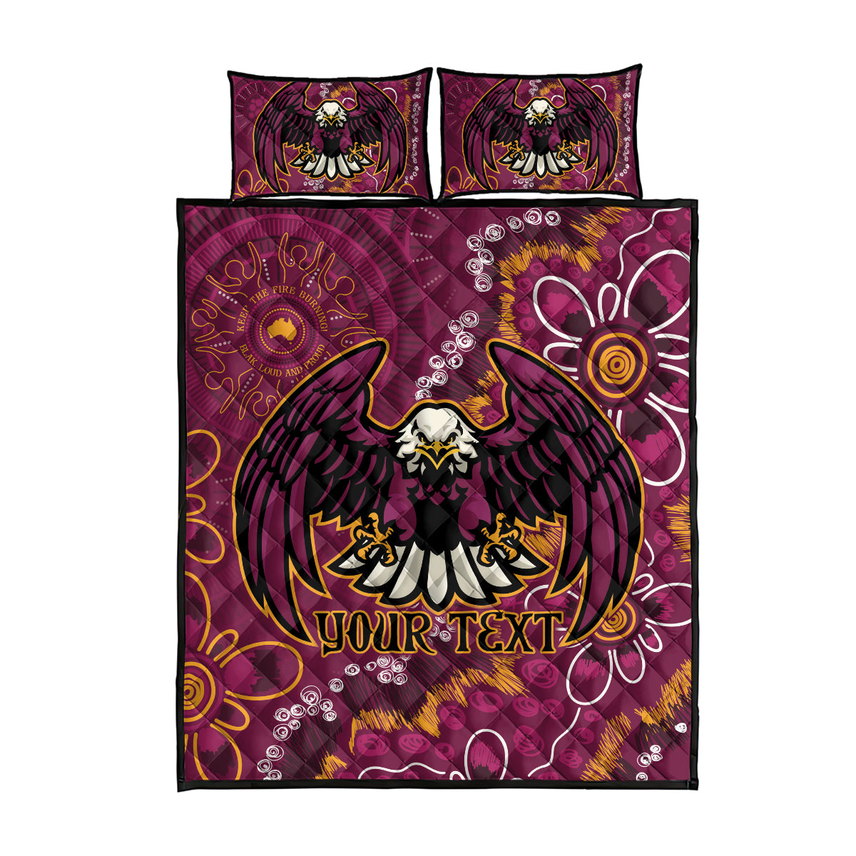 Personalised Sea Eagles NAIDOC Week 2024 Quilt Bed Set Aboriginal Fire Burning Sparks